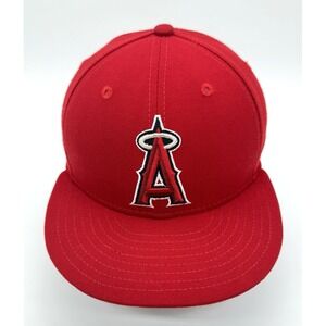 Vintage Angels New Era 59FIFTY Hat 6 7/8 Red Wool‎ Fitted MLB USA Made